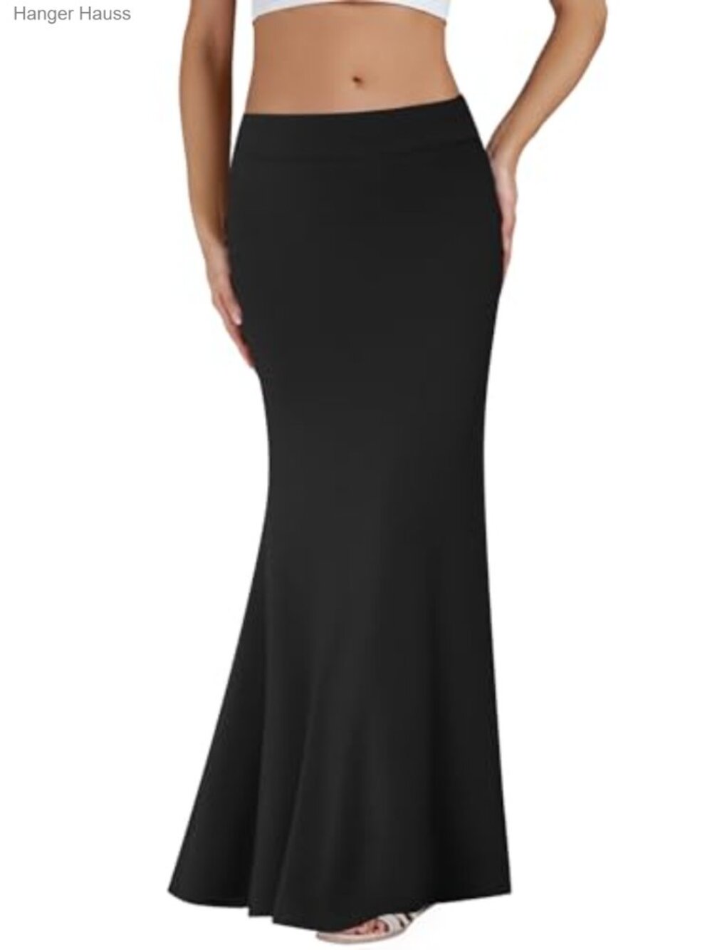 Foldover High Waist Maxi Skirt Stretchy Comfy Flare Long Skirt
